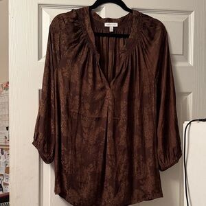 Crown & Ivy Brown Floral Blouse